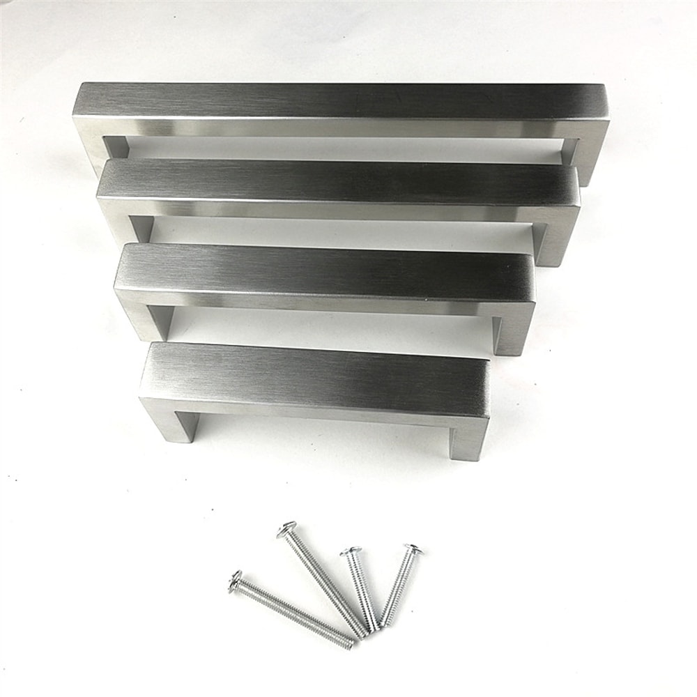 Modern Stainless Steel Cabinet Handles Brushed Nickel Square Bar Kitchen Cabinet Pulls 1