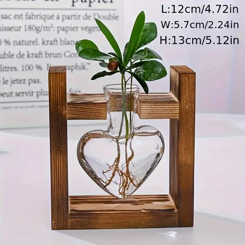 Wooden Frame Hydroponic Vase For Plant Cuttings And Desktop Decor 4