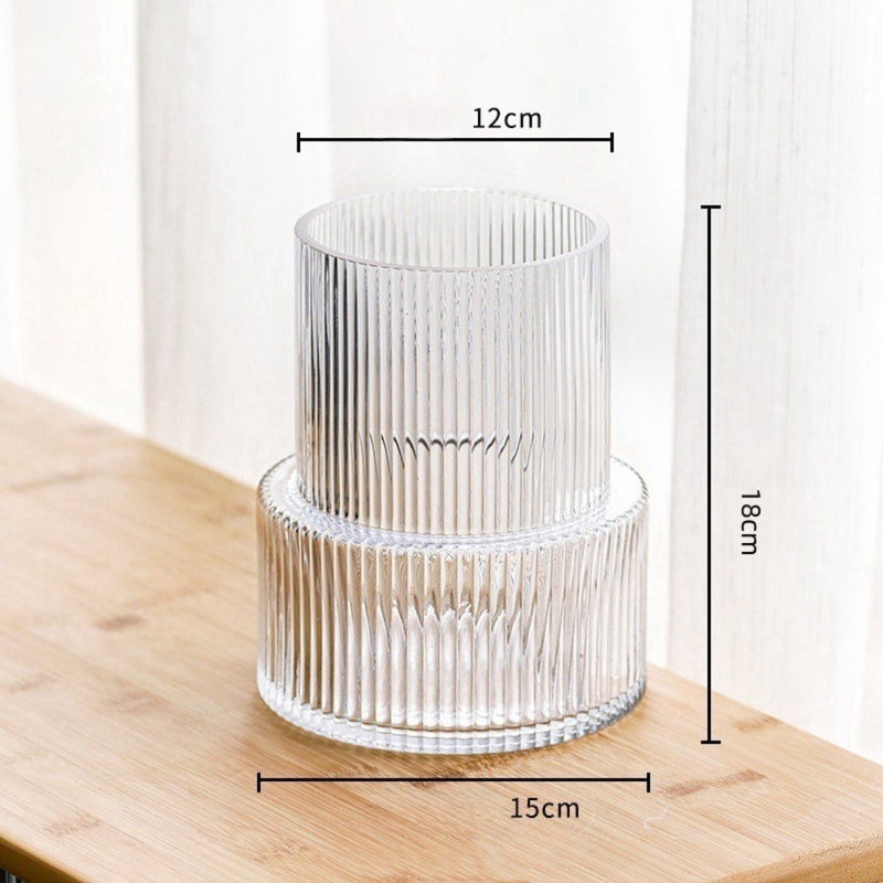 Striped Glass Vase For Flowers And Hydroponic Decor 4