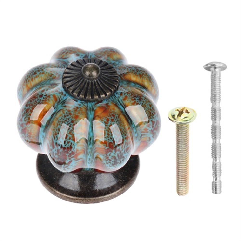 Vintage Pumpkin Ceramic Cabinet Knob Antique Dresser Pull For Drawers And Cupboards 0