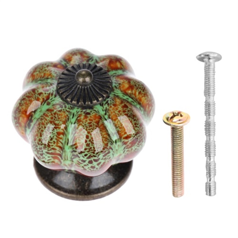 Vintage Pumpkin Ceramic Cabinet Knob Antique Dresser Pull For Drawers And Cupboards 6