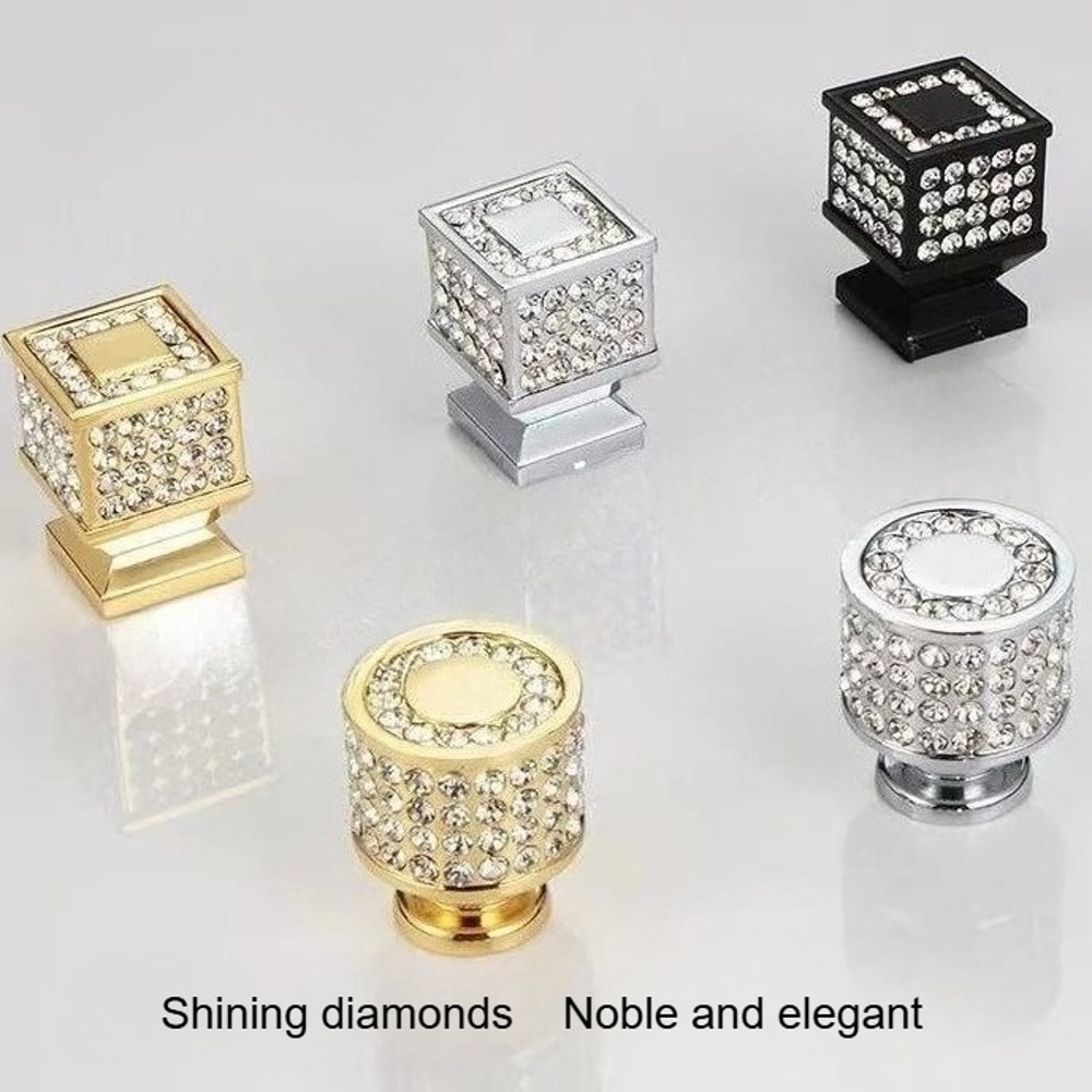 Luxury Crystal Cabinet Knob Single Hole Diamond Drawer Pull For Wardrobe And Cabinet Doors 0