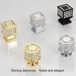 luxury crystal cabinet knob single hole diamond drawer pull for wardrobe and cabinet doors