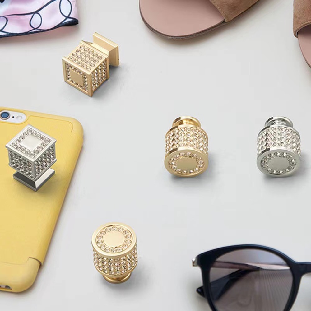 Luxury Crystal Cabinet Knob Single Hole Diamond Drawer Pull For Wardrobe And Cabinet Doors 2