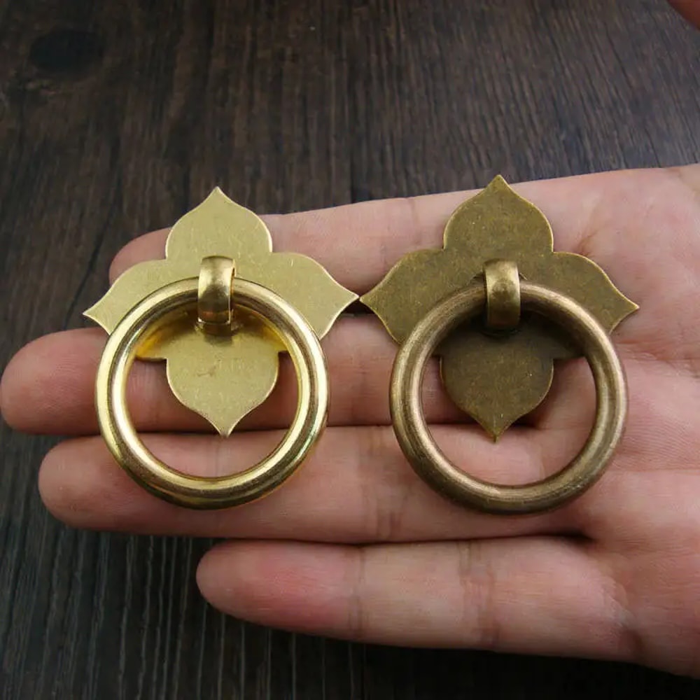 Vintage Leaf Brass Cabinet Knob Antique Drawer Pull for Kitchen Cabinets