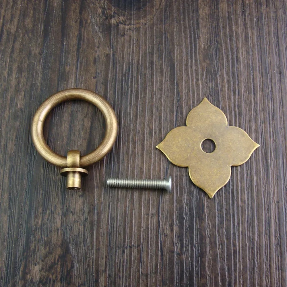 Vintage Leaf Brass Cabinet Knob Antique Drawer Pull for Kitchen Cabinets