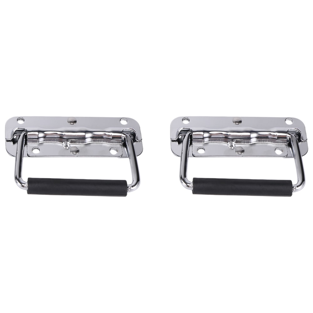 Stainless Steel Folding Toolbox Handle Set, Spring Loaded Chest Pulls