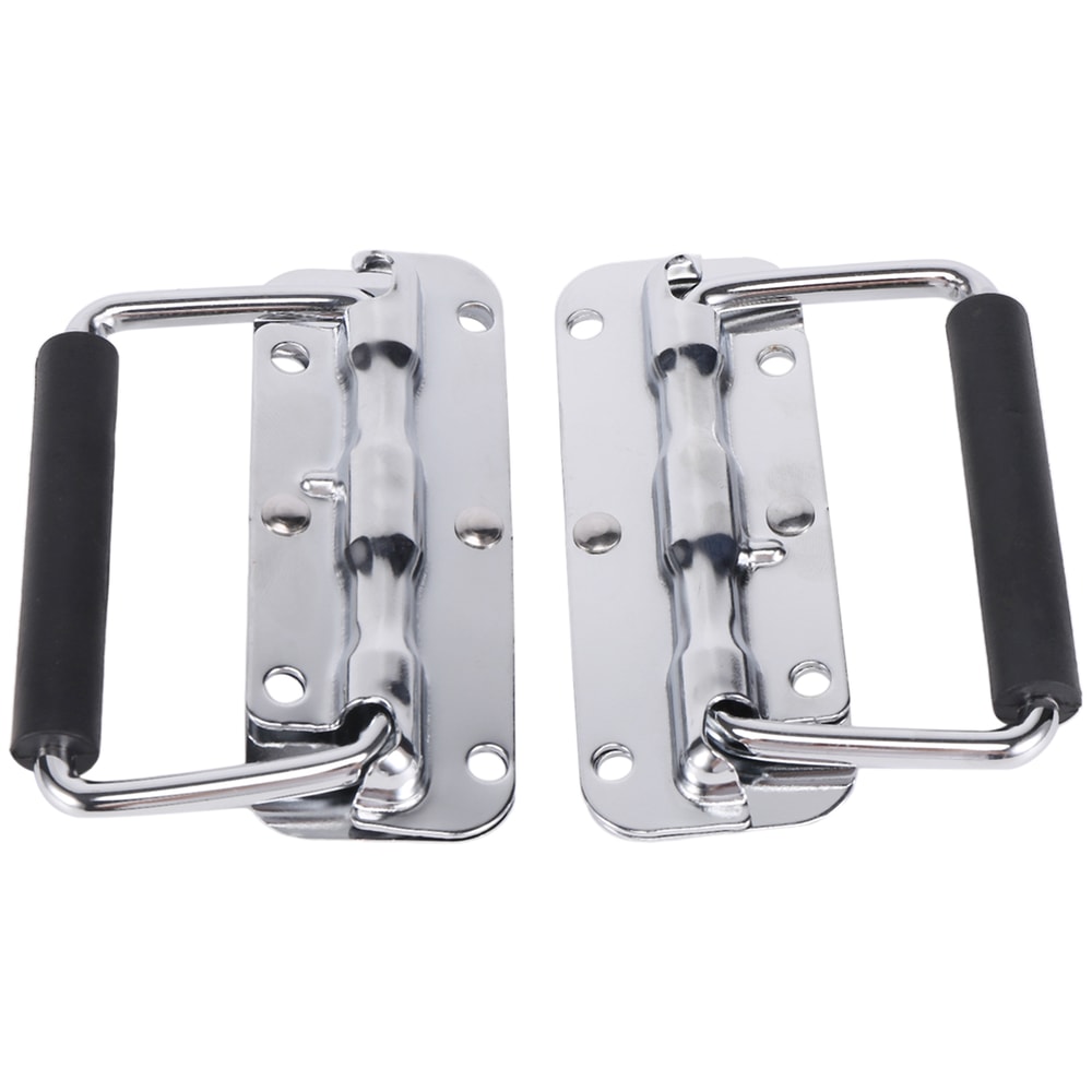 Stainless Steel Folding Toolbox Handle Set, Spring Loaded Chest Pulls