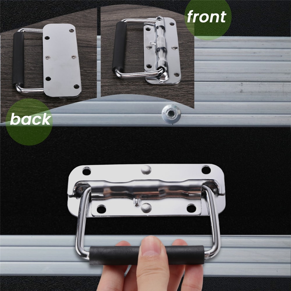 Stainless Steel Folding Toolbox Handle Set, Spring Loaded Chest Pulls