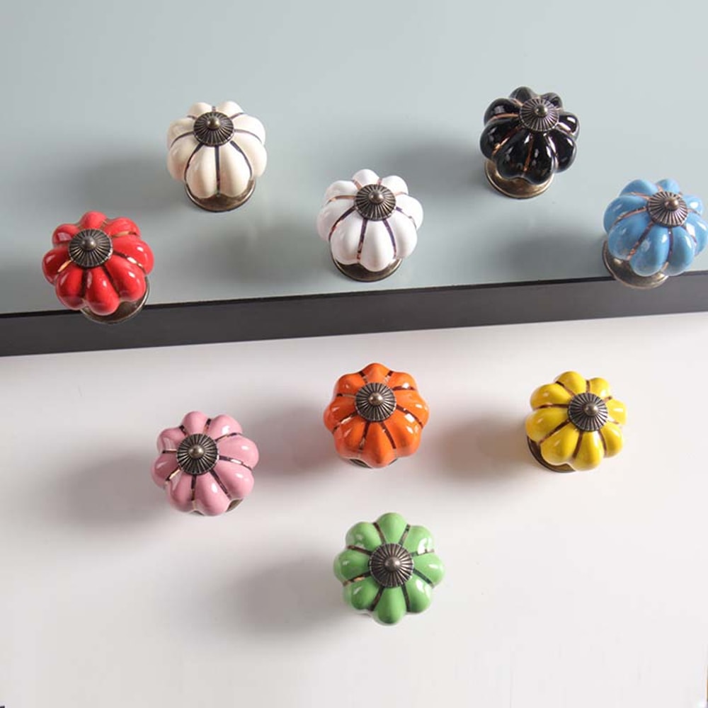 Vintage Ceramic Pumpkin Cabinet Knobs For Drawers And Cupboards 0