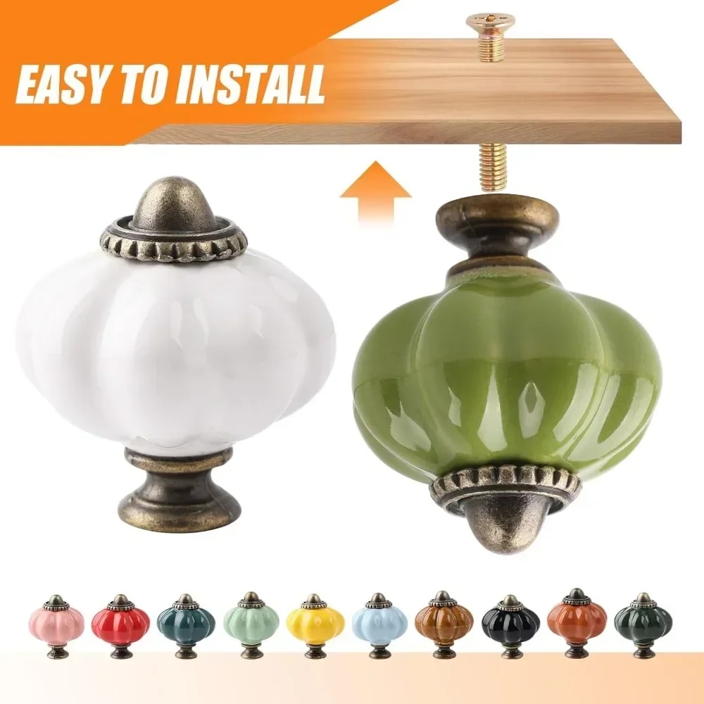 Vintage Ceramic Pumpkin Cabinet Knobs For Kitchen Cabinets Dresser Drawers And Wardrobes 2