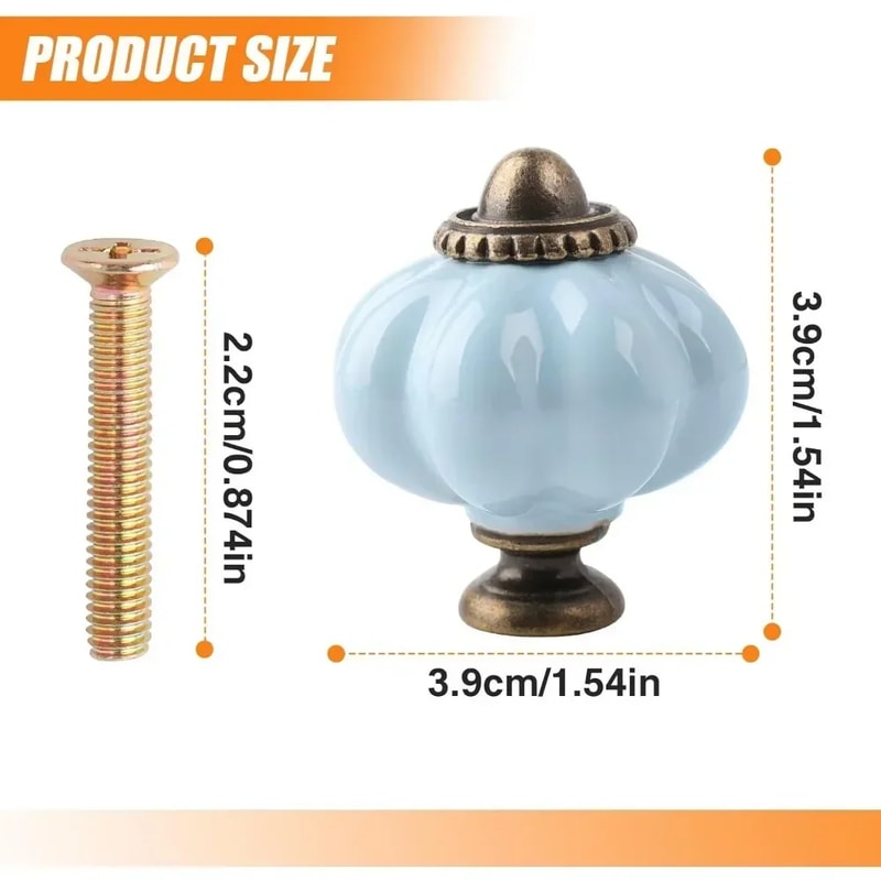 Vintage Ceramic Pumpkin Cabinet Knobs For Kitchen Cabinets Dresser Drawers And Wardrobes 3