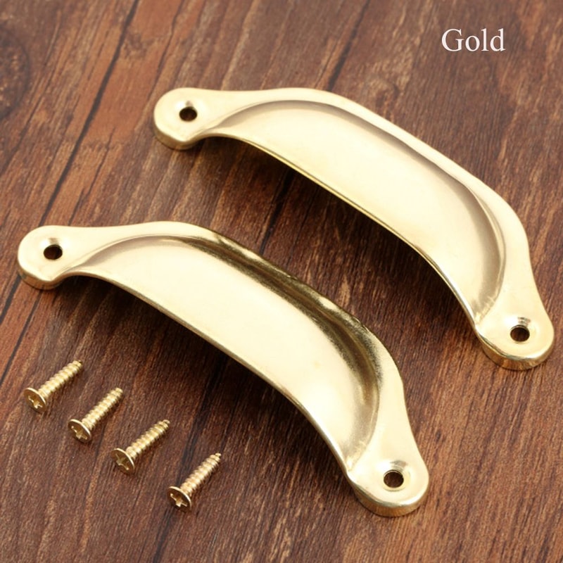 Antique Brass Shell Drawer Pulls Set Vintage Cabinet Cup Handles With Screws 8