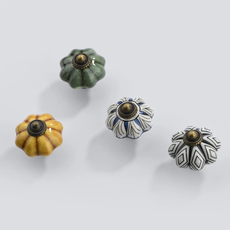 Vintage Ceramic Cabinet Knob Single Hole Round Drawer Handle 2