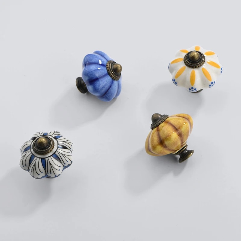 Vintage Ceramic Cabinet Knob Single Hole Round Drawer Handle 3