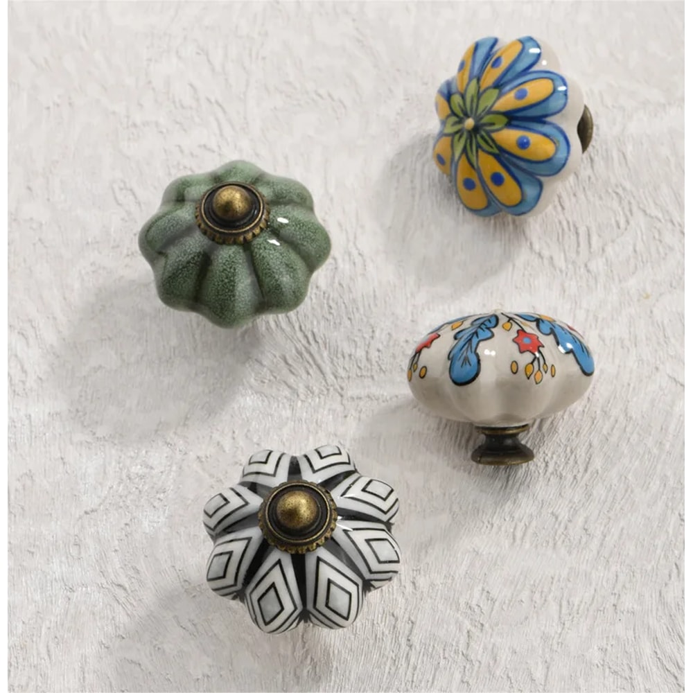 Vintage Ceramic Cabinet Knob Single Hole Round Drawer Handle 4