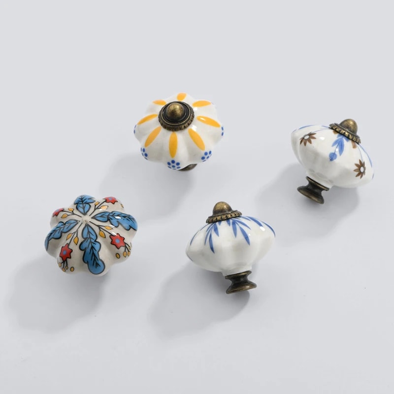 Vintage Ceramic Cabinet Knob Single Hole Round Drawer Handle 5