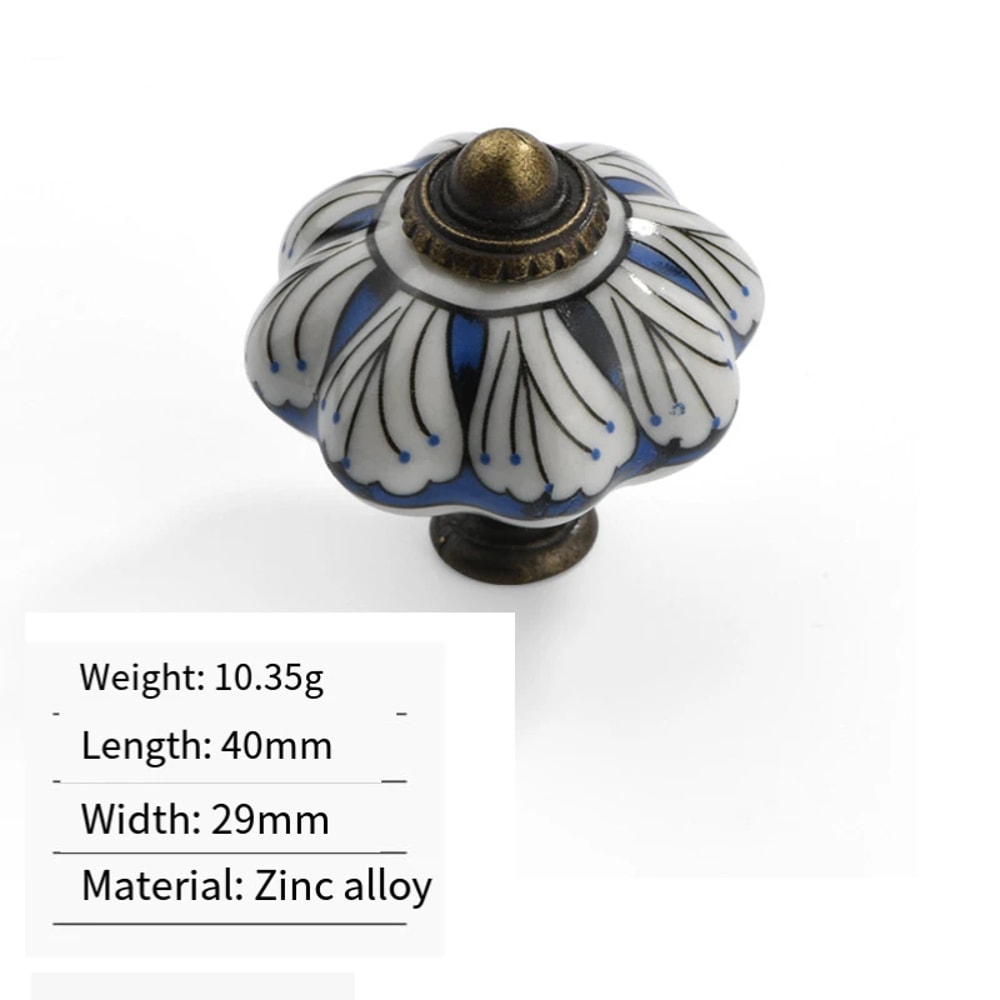 Vintage Ceramic Cabinet Knob Single Hole Round Drawer Handle 6