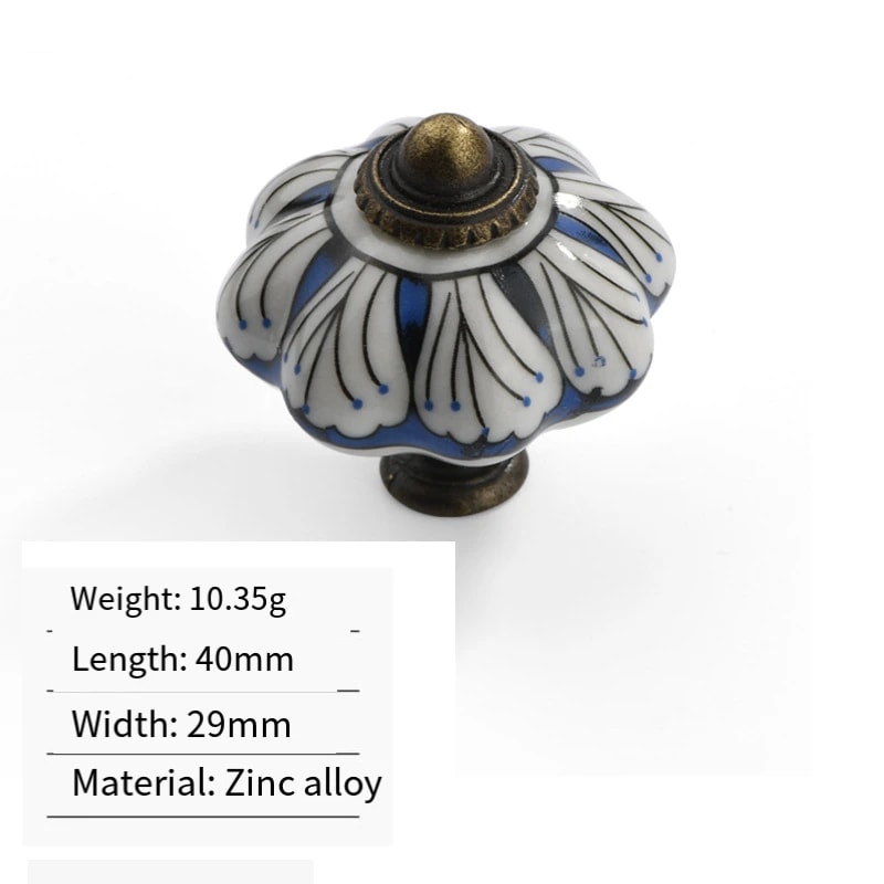 Vintage Ceramic Cabinet Knob Single Hole Round Drawer Handle 6