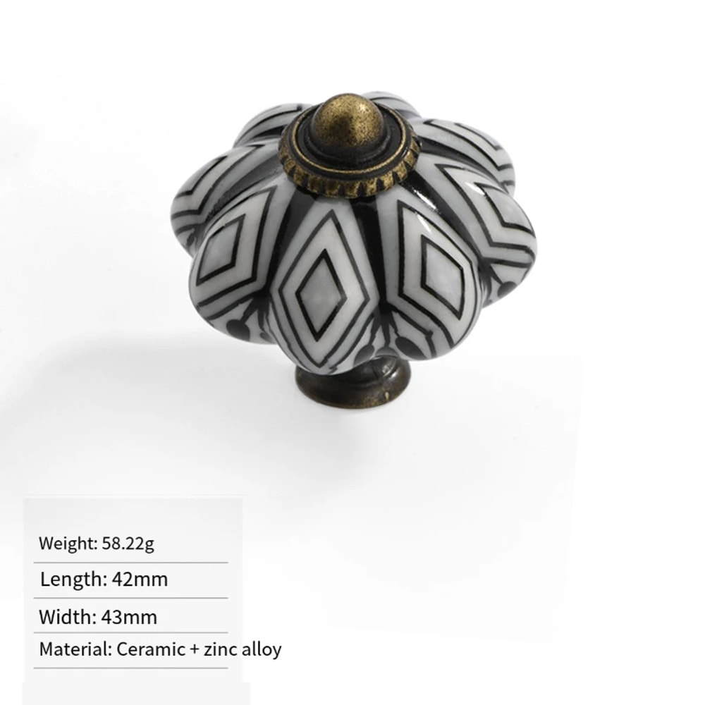 Vintage Ceramic Cabinet Knob Single Hole Round Drawer Handle 8