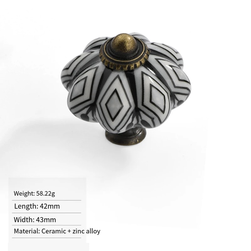 Vintage Ceramic Cabinet Knob Single Hole Round Drawer Handle 8