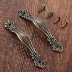 vintage floral cabinet pulls antique bronze zinc alloy drawer handles set