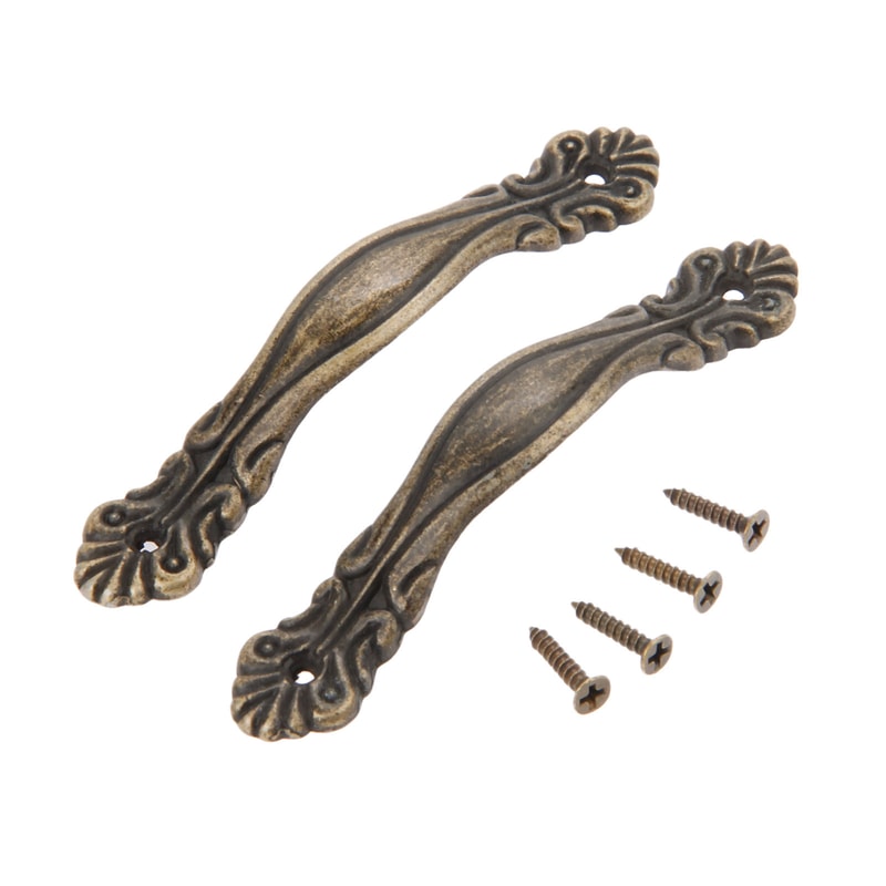 Vintage Floral Cabinet Pulls Antique Bronze Zinc Alloy Drawer Handles Set