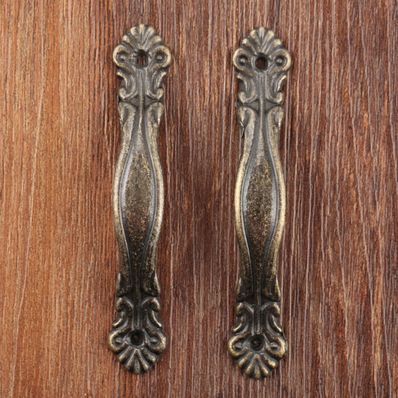 Vintage Floral Cabinet Pulls Antique Bronze Zinc Alloy Drawer Handles Set