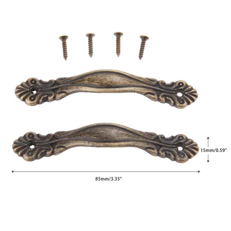 Vintage Floral Cabinet Pulls Antique Bronze Zinc Alloy Drawer Handles Set