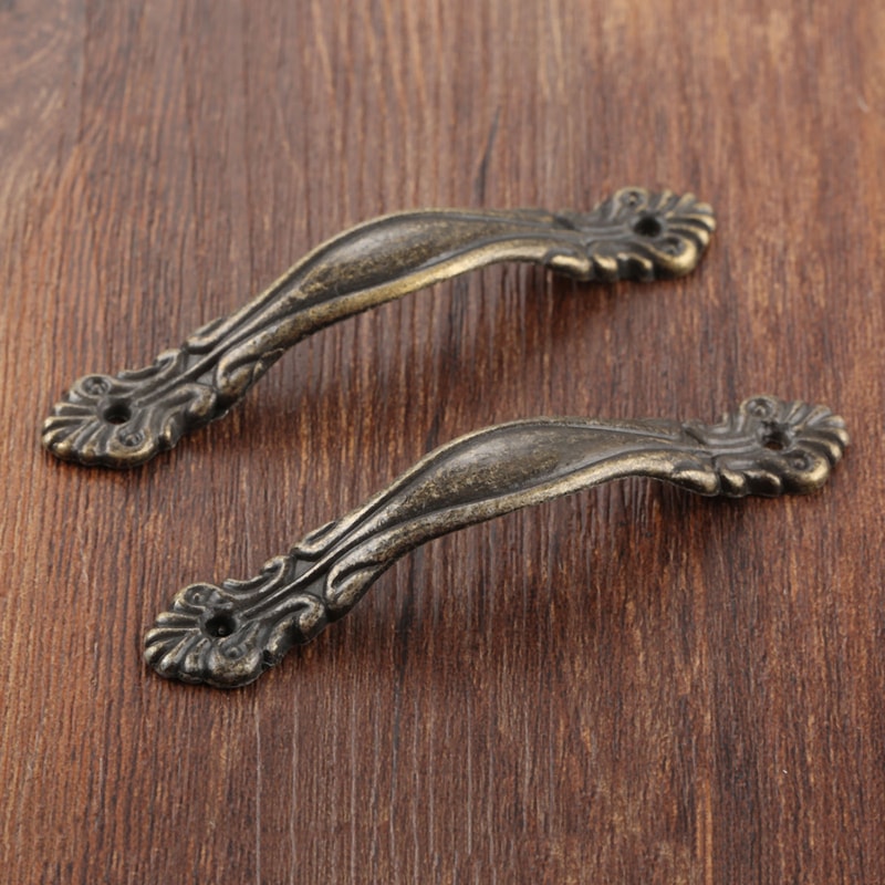 Vintage Floral Cabinet Pulls Antique Bronze Zinc Alloy Drawer Handles Set