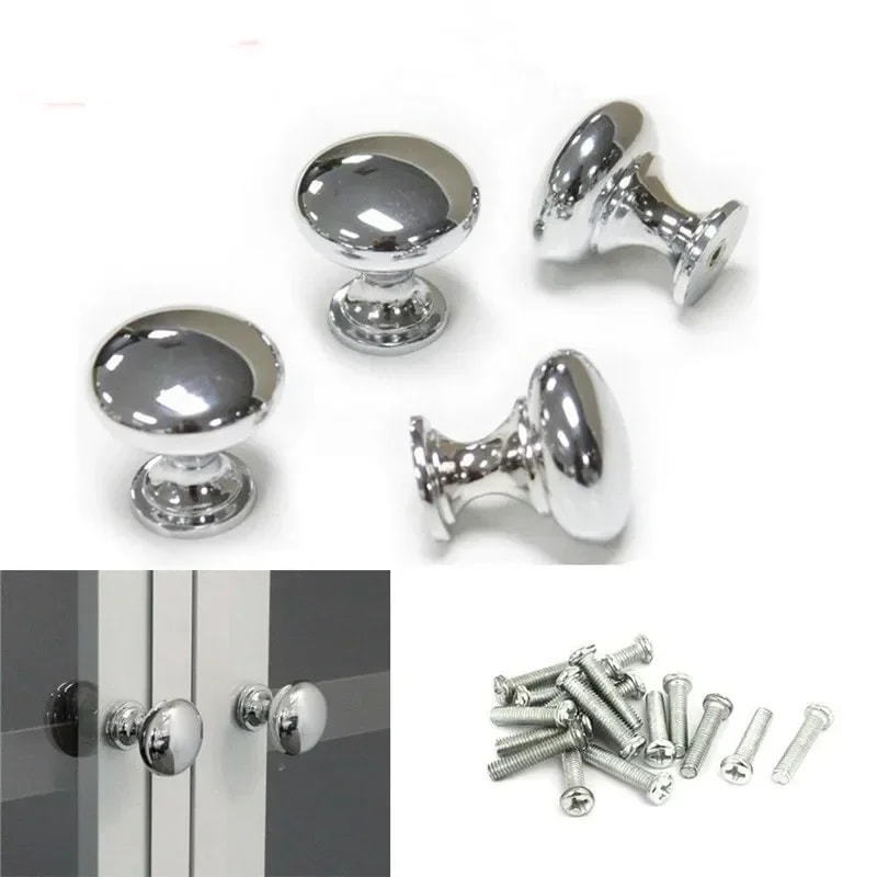 Modern Chrome Cabinet Knobs and Silver Drawer Handles for Kitchen Cupboards and Wardrobes