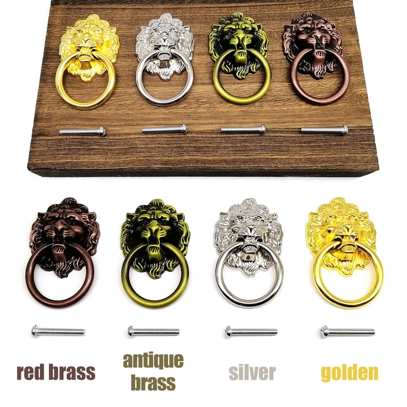 Vintage Lion Head Drawer Pull Ring Knob For Cabinet Dresser Jewelry Box 0