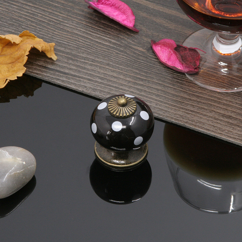 Vintage Ceramic Cabinet Knob Single Hole Pumpkin Ladybug Drawer Pull 5