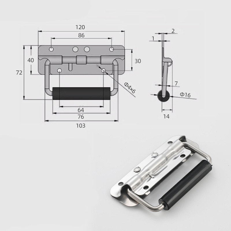 Heavy Duty Stainless Steel Folding Box Handle For Toolboxes And Wooden Cases 6
