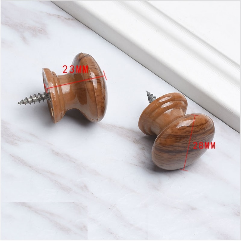 Modern Wood Grain Cabinet Knobs Pack Round Single Hole Drawer Pulls 3