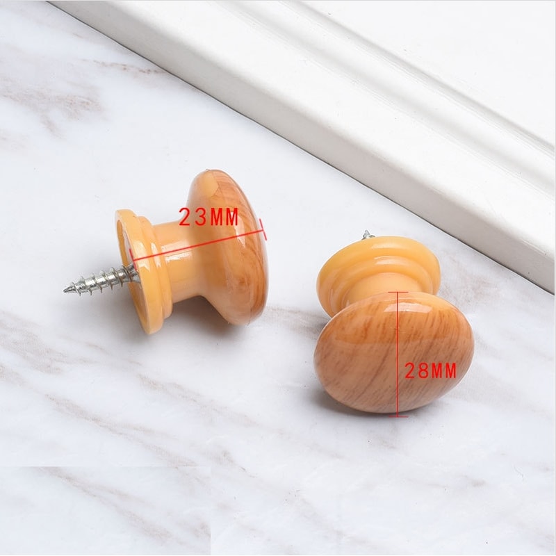 Modern Wood Grain Cabinet Knobs Pack Round Single Hole Drawer Pulls 4