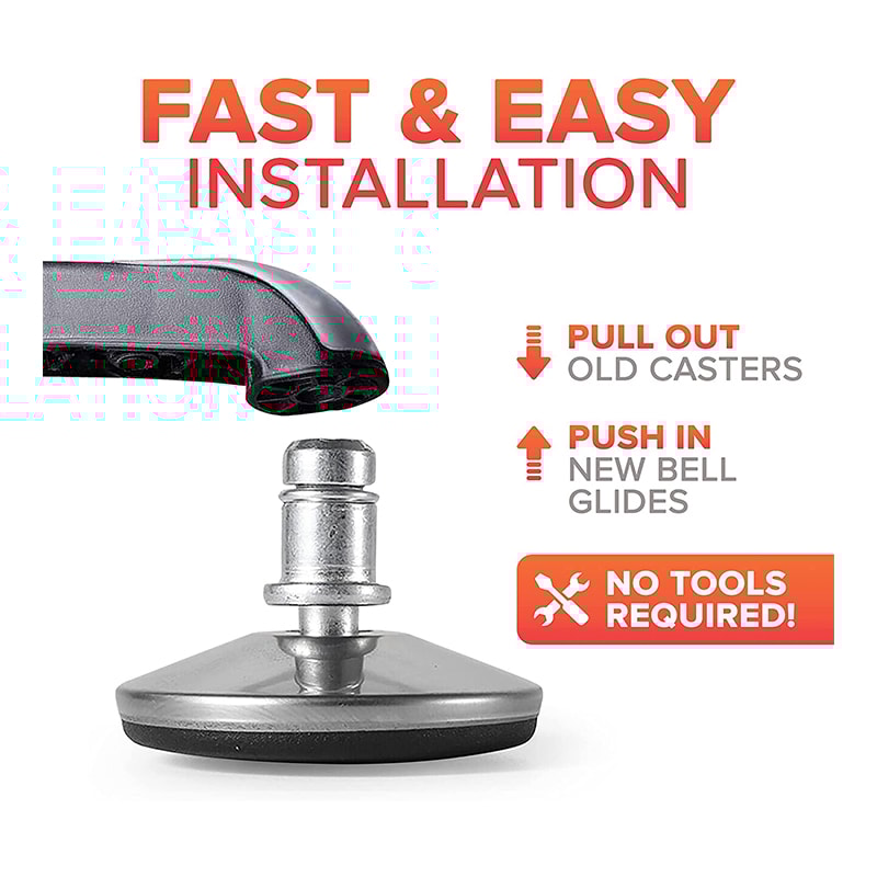 Office Chair Bell Glides Set Stem Fixed Feet Replacement