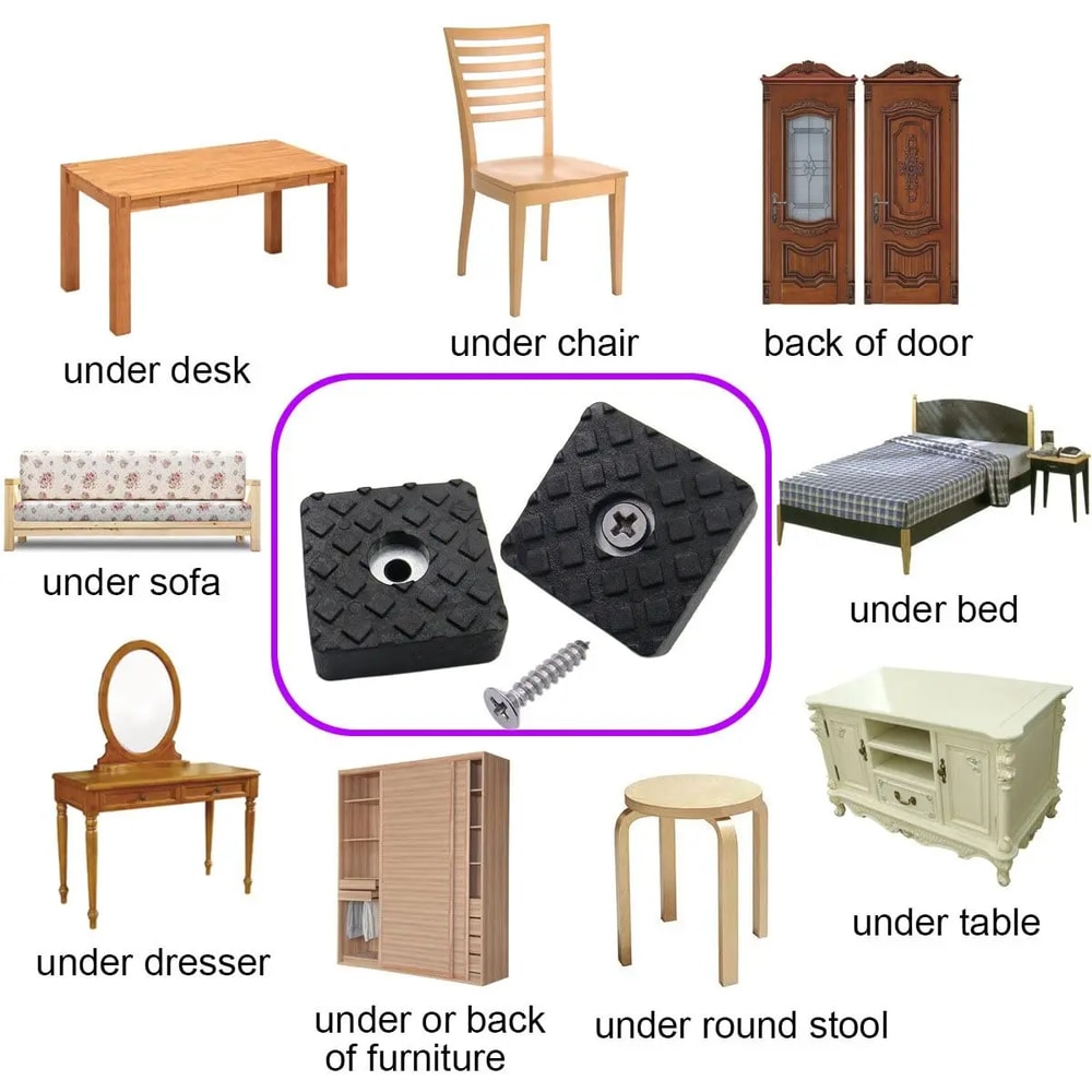 Non Slip Furniture Pads With Screws Square Chair Leg Floor Protectors 4