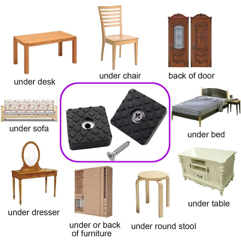 Non Slip Furniture Pads With Screws Square Chair Leg Floor Protectors 4