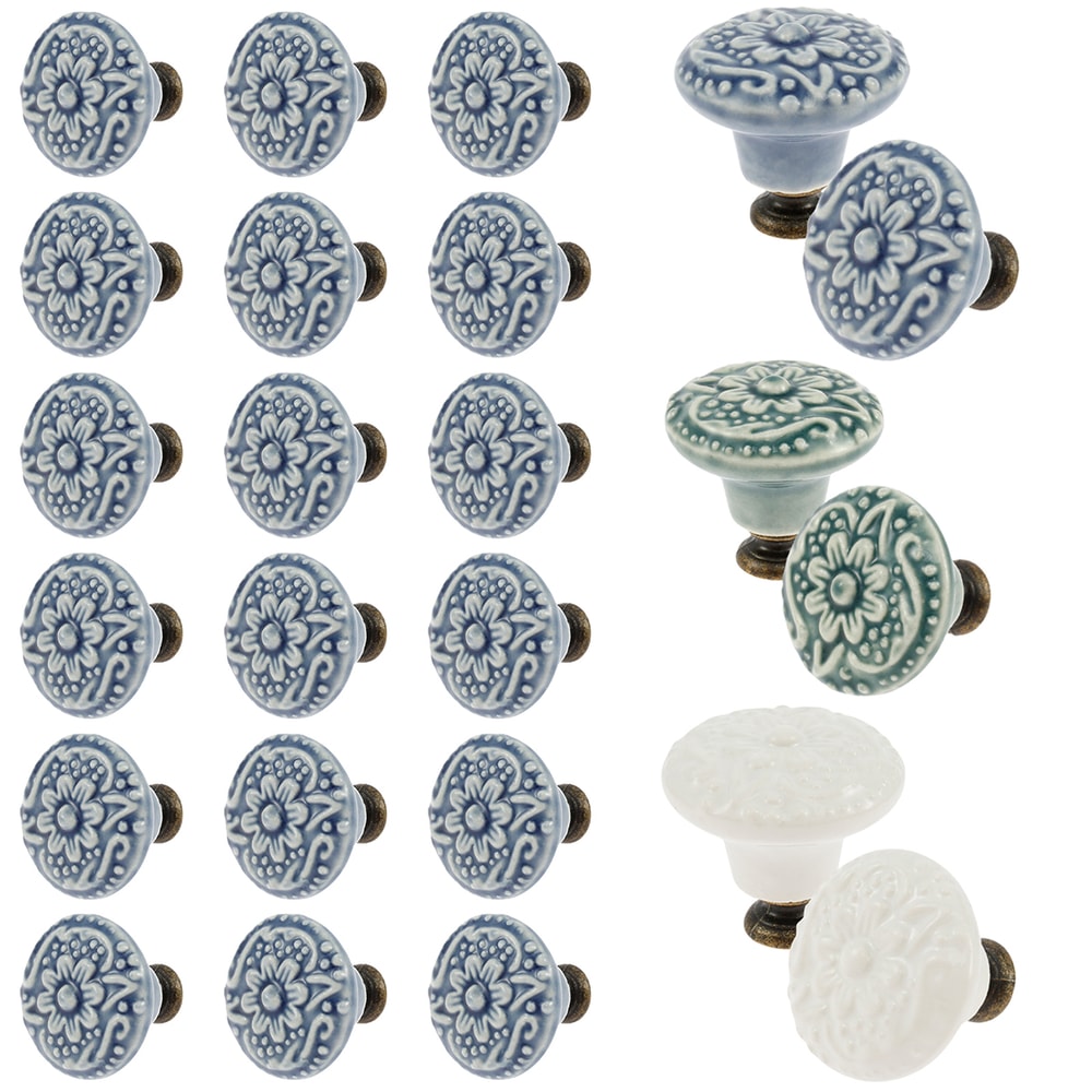 Vintage Ceramic Cabinet Knobs Set For Drawers Dressers And Cupboards 0