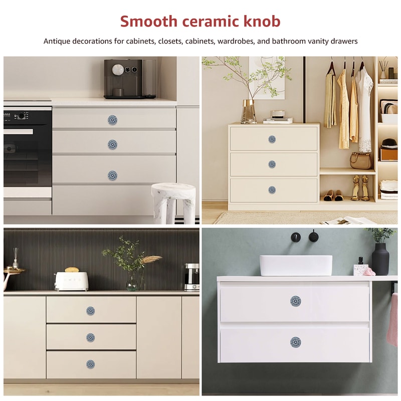 Vintage Ceramic Cabinet Knobs Set For Drawers Dressers And Cupboards 5