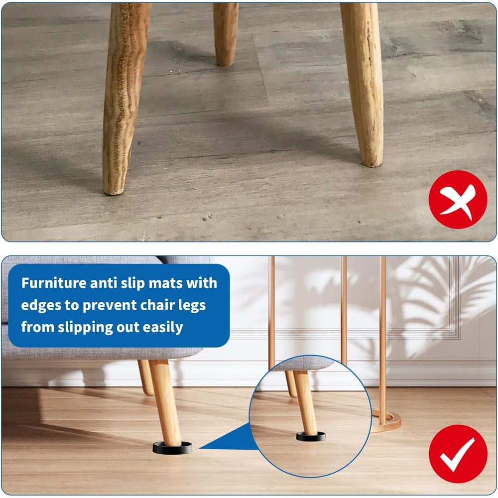 Furniture Caster Cups for Hardwood Floors Non Slip Rubber Bed and Chair Stoppers