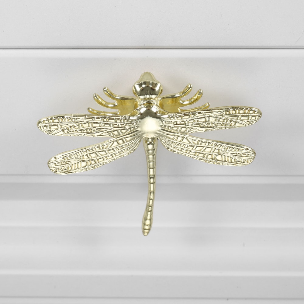 Brass Dragonfly Cabinet Knob Decorative Single Hole Drawer Pull