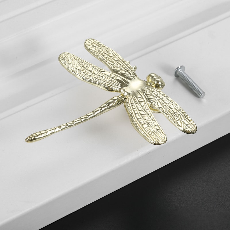 Brass Dragonfly Cabinet Knob Decorative Single Hole Drawer Pull