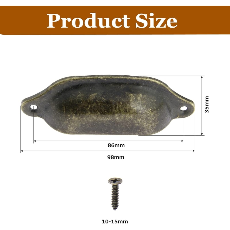 Vintage Shell Cabinet Drawer Pulls Set With Screws Antique Brass Dresser And Cupboard Handles 3