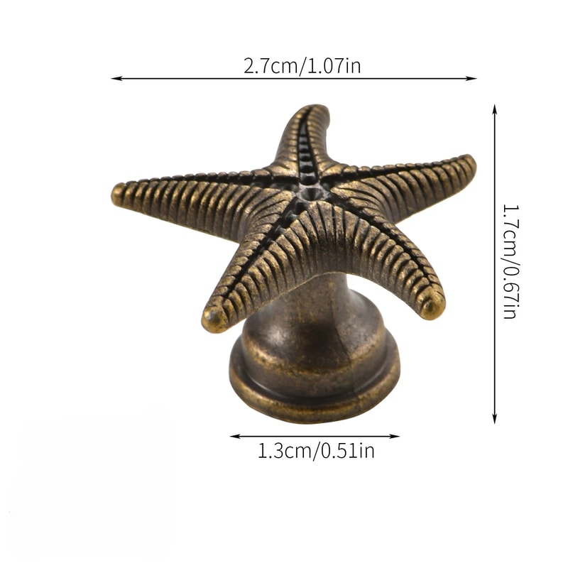 Coastal Starfish Cabinet Knob Antique Bronze Zinc Alloy Drawer Pull 6