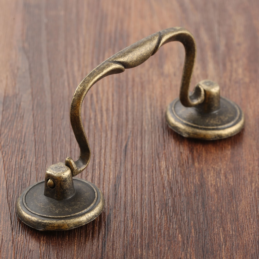 Vintage Antique Bronze Cabinet Drawer Pull Handle with Screws for Wardrobe and Furniture