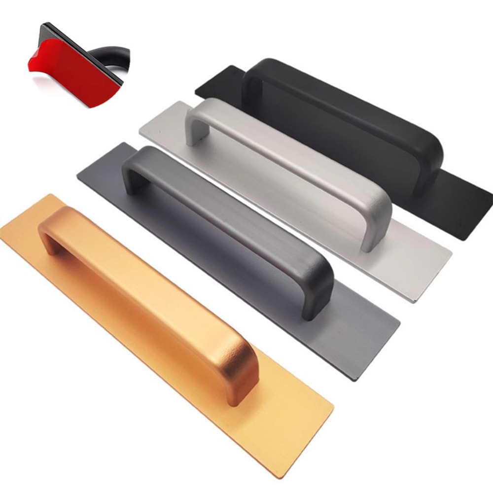 Self Adhesive Door Handle Aluminum Alloy No Drill Pull For Cabinets Windows And Sliding Doors 0
