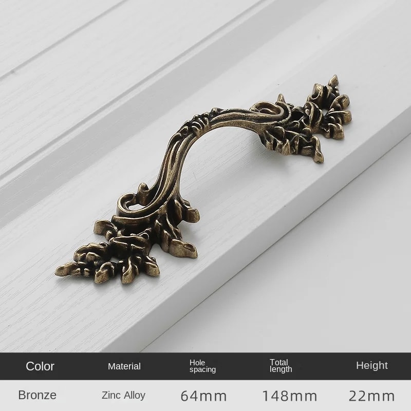 European Vintage Zinc Alloy Cabinet Handle for Drawers and Wardrobes