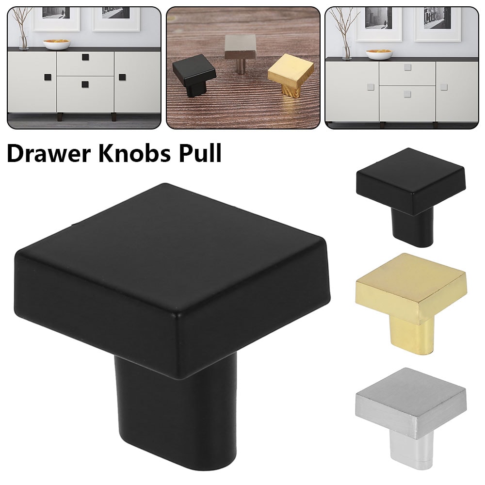 Square Cabinet Knobs Zinc Alloy Single Hole Modern Drawer Pulls 1